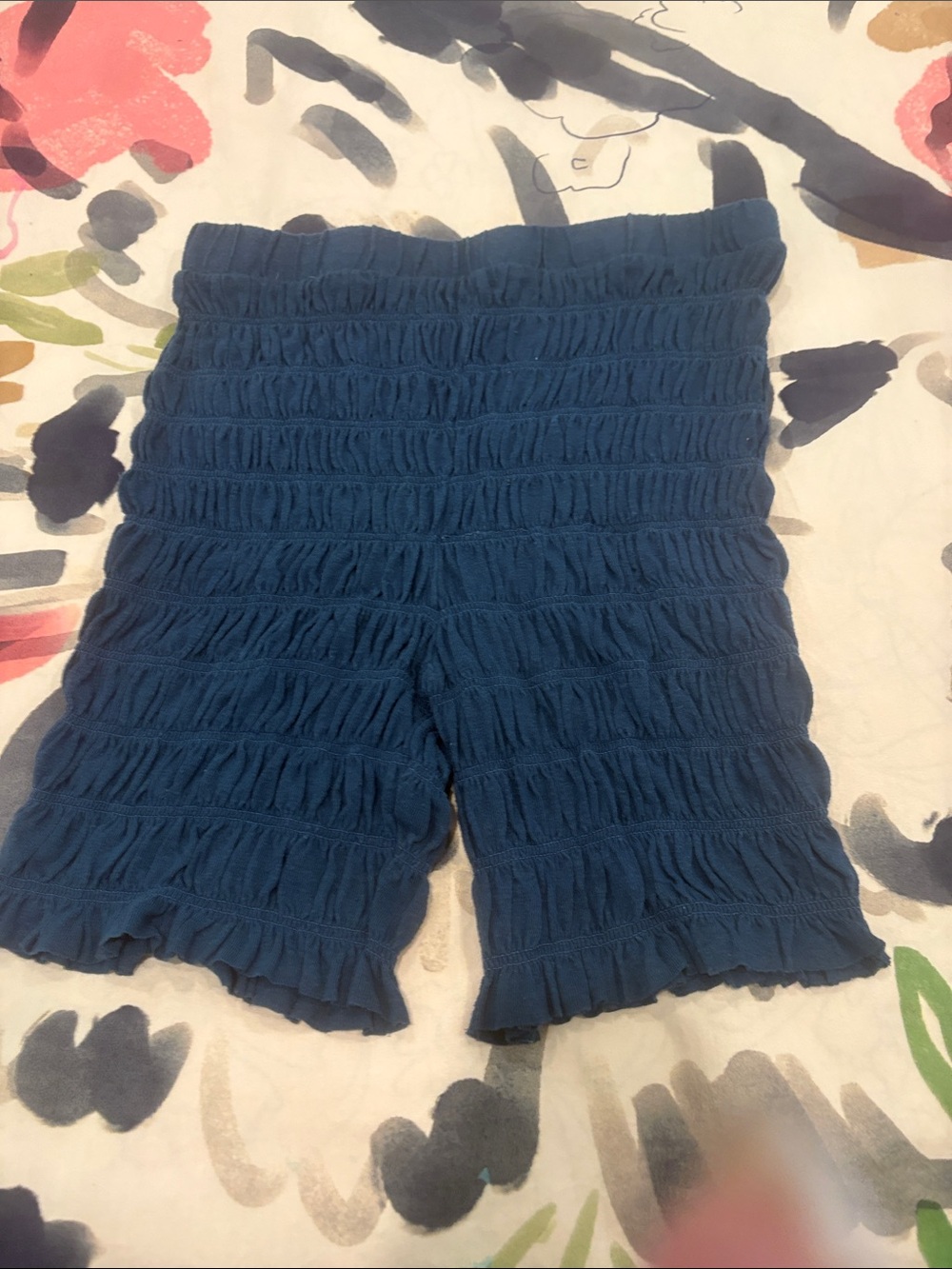 Free People Navy Ruffle High-Waist Women's Shorts